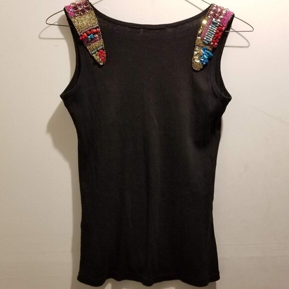 Michael Simon Ribbed Stone Shoulder Cotton Tank Sm - Picture 6 of 12